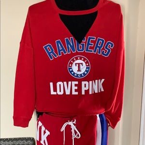 Texas Rangers ❤️Pink sweatshirt and bottoms